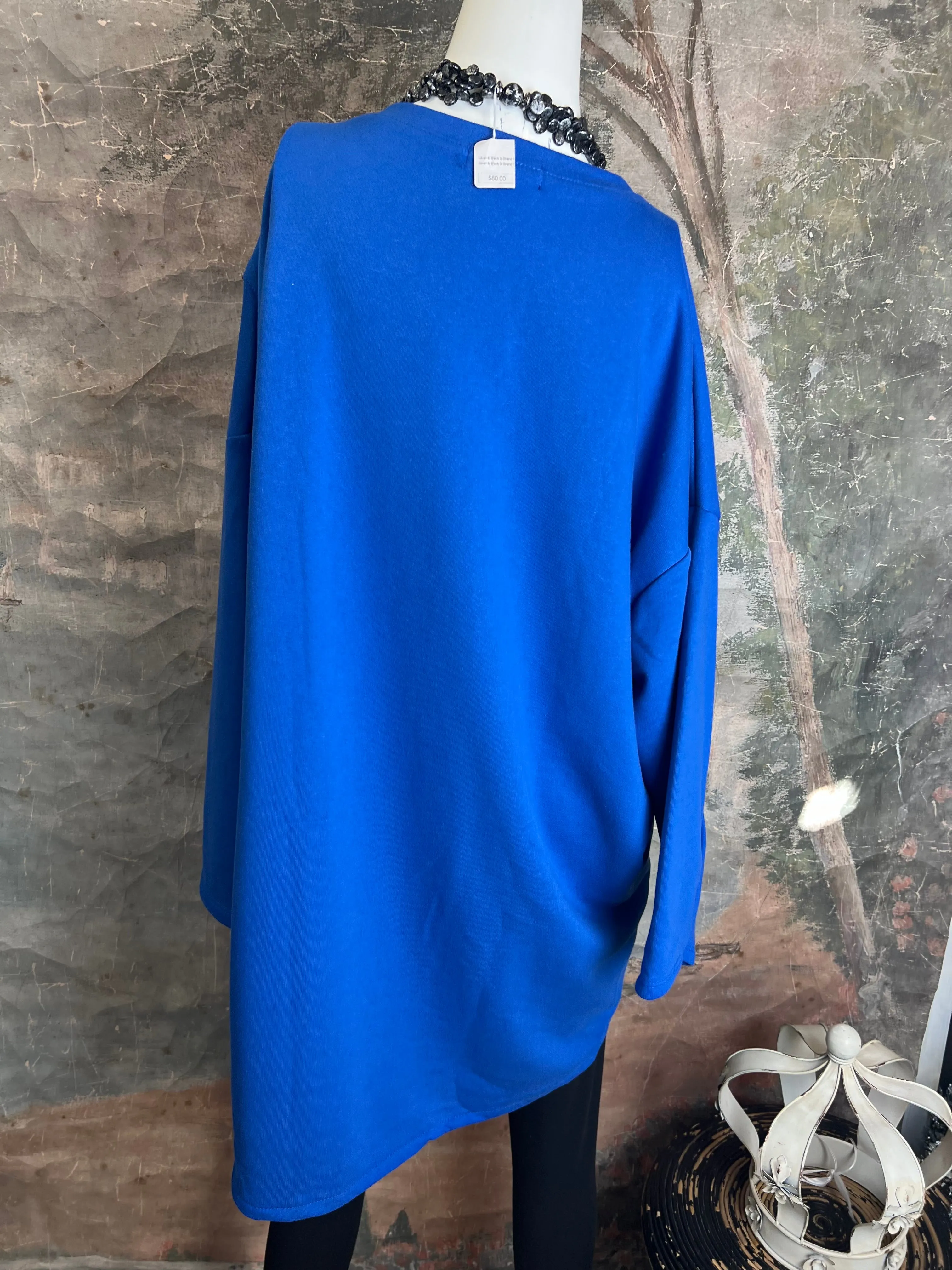 91201 Abstract Zip Pullover-Blue