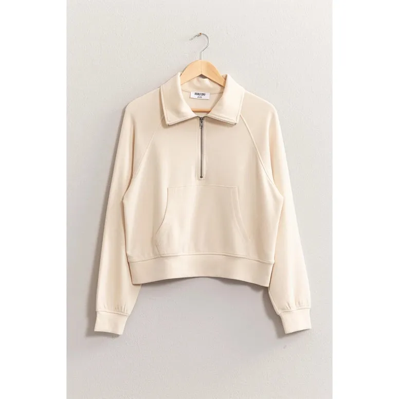 alpaca zip up collar sweatshirt