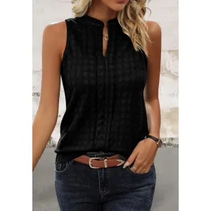 Black Sleeveless Split Neck Top