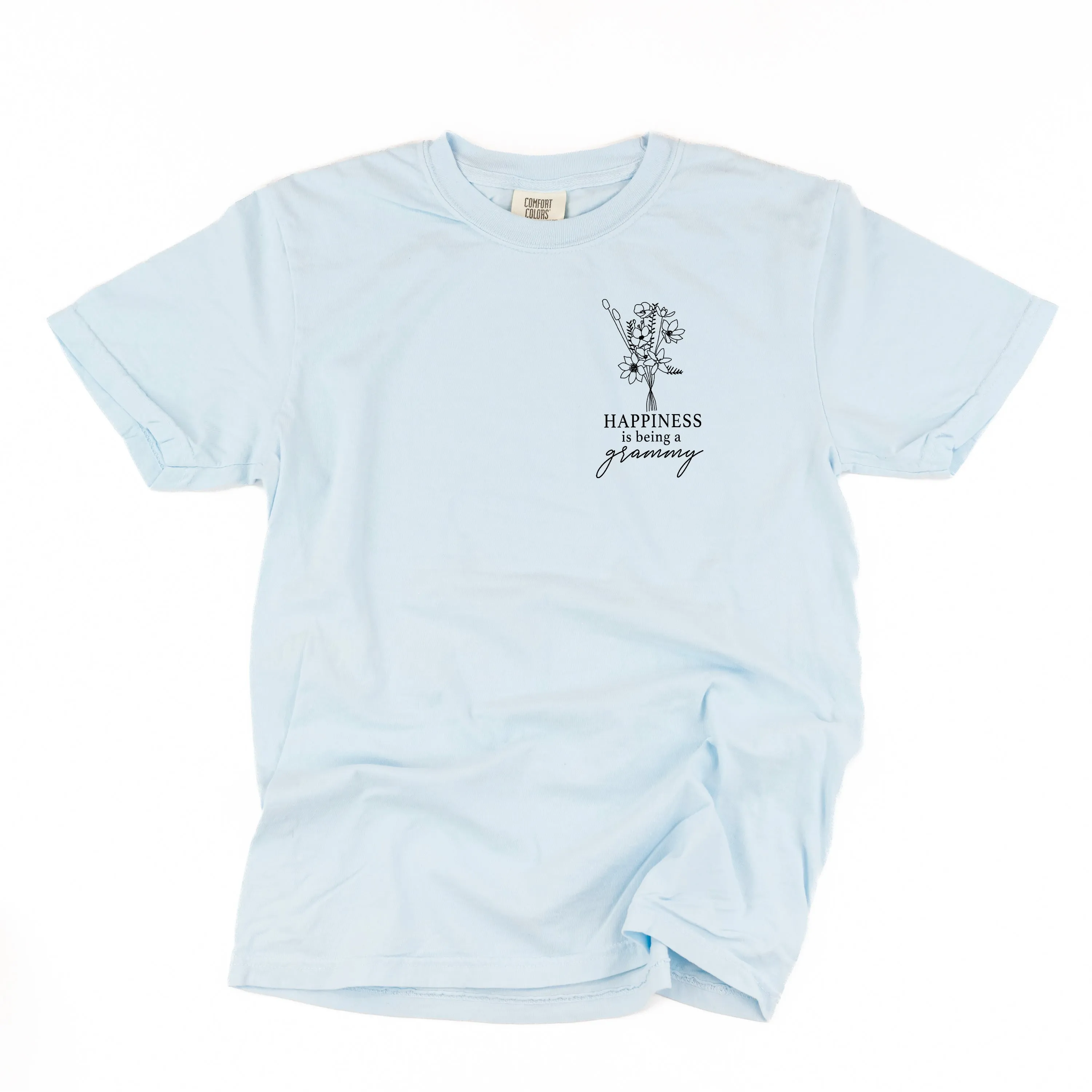 Bouquet Style - Happiness is Being a GRAMMY - SHORT SLEEVE COMFORT COLORS TEE