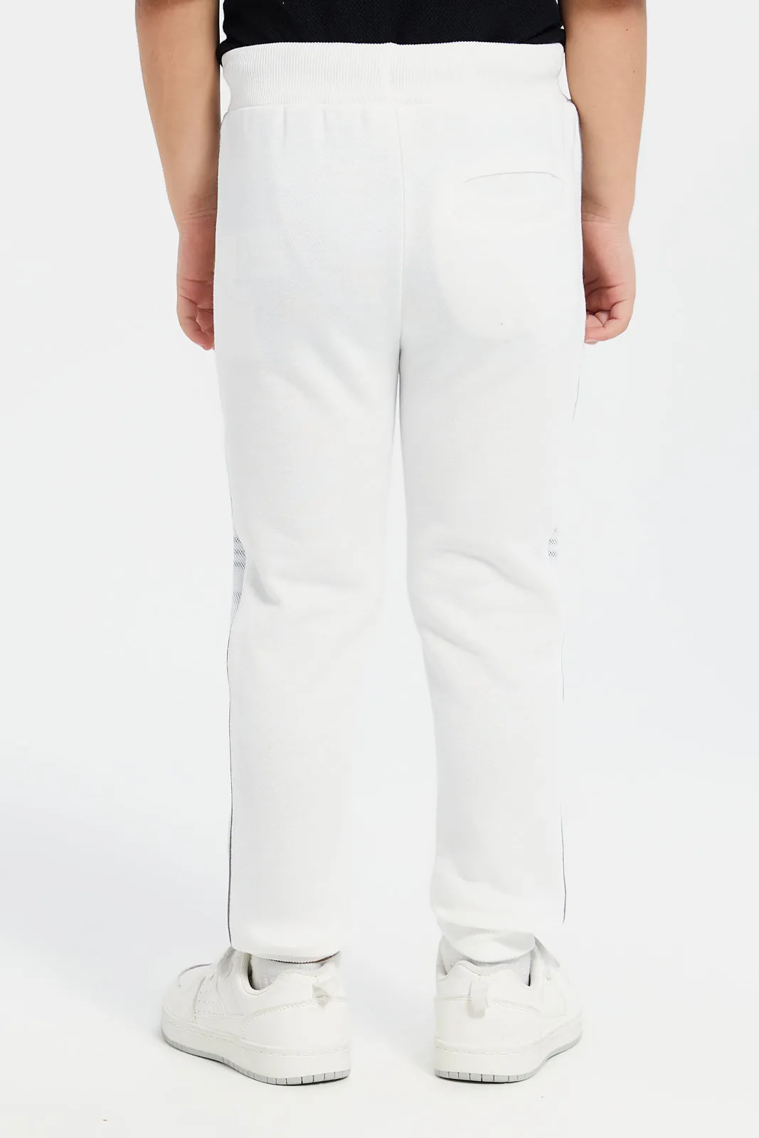 Boys White Embellished Track Pants