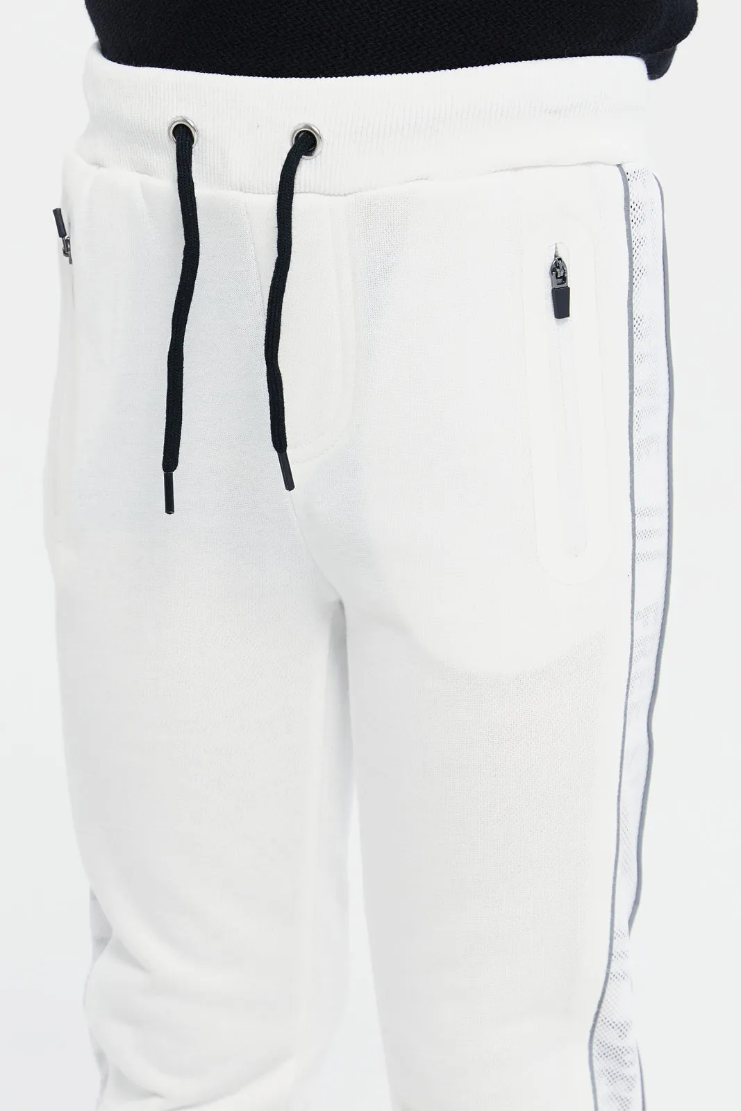 Boys White Embellished Track Pants