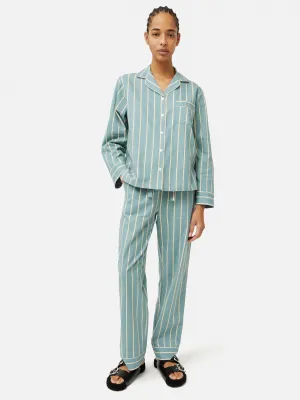 Brushed Twill Stripe Pyjamas | Blue