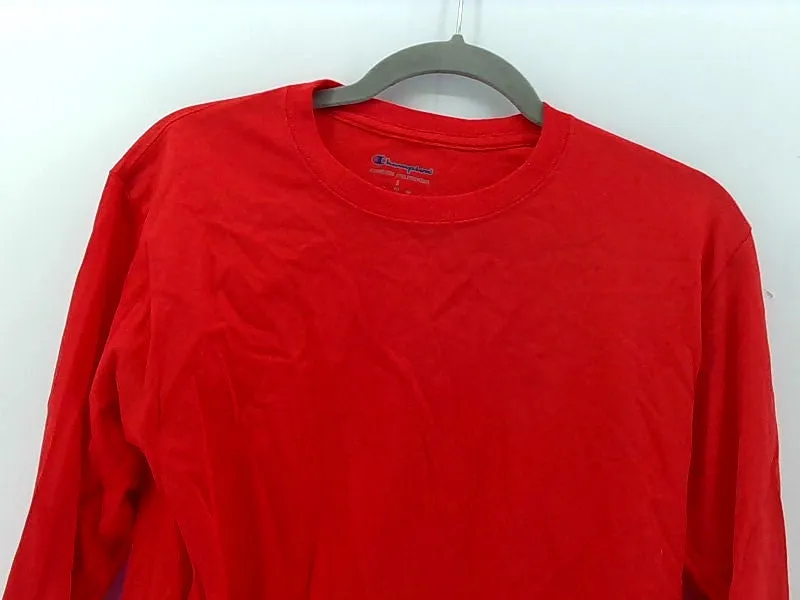 Champion Men's Red Long Sleeve T-Shirt Small