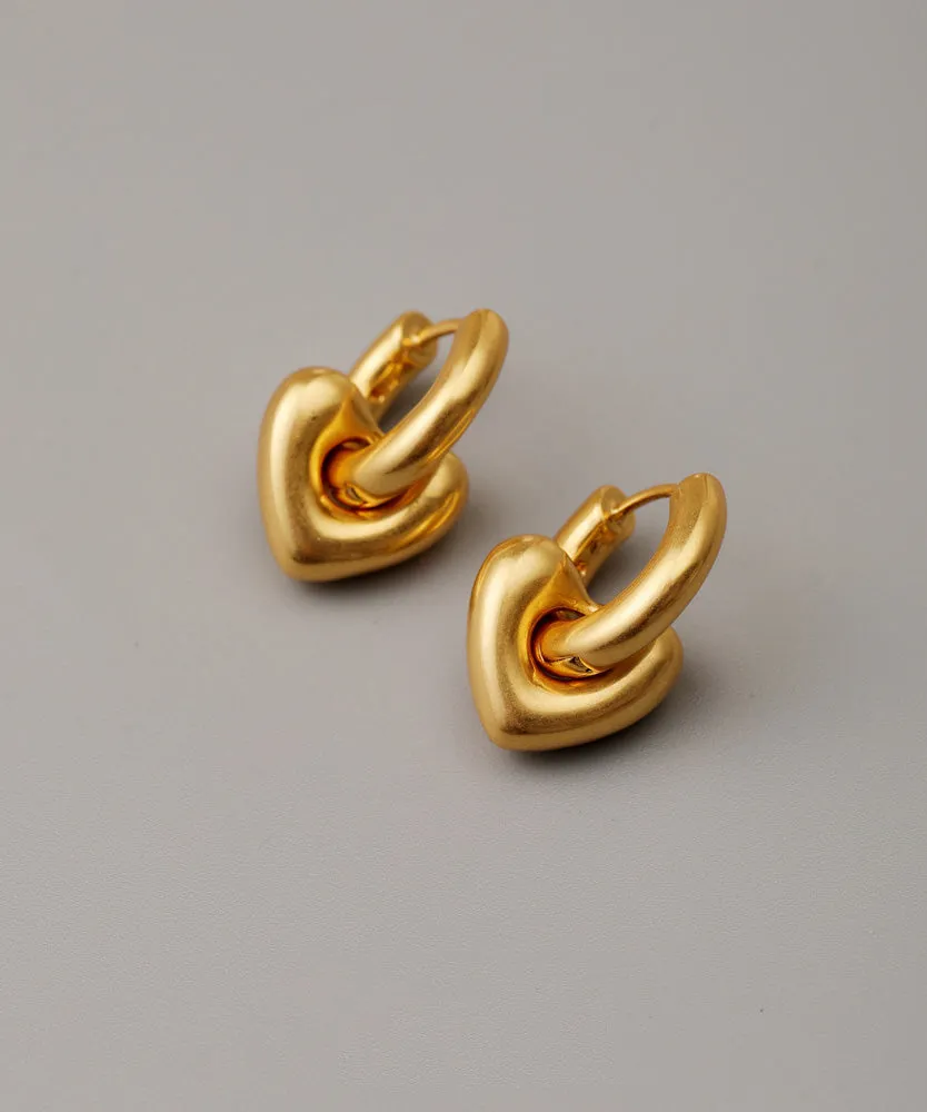 Chic Gold Copper Overgild Removable Love Hoop Earringss