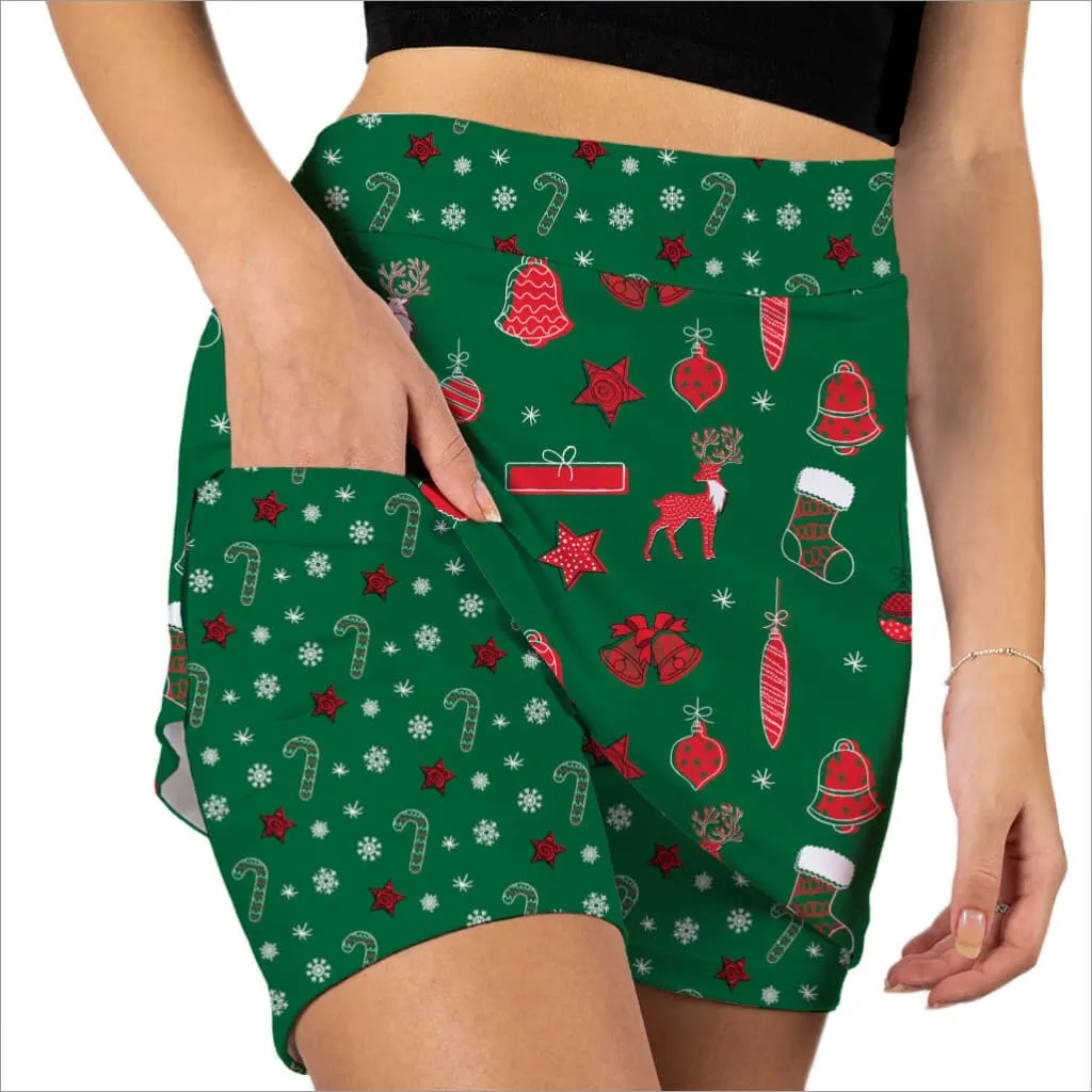 CHRISTMAS HOLIDAY PRINTED SKORT