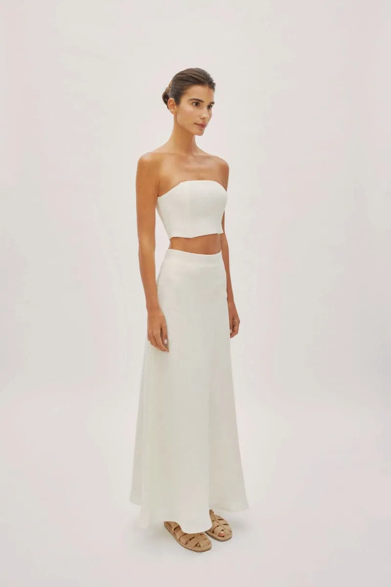 CLARA ECRU LINEN BANDEAU MAXI SKIRT