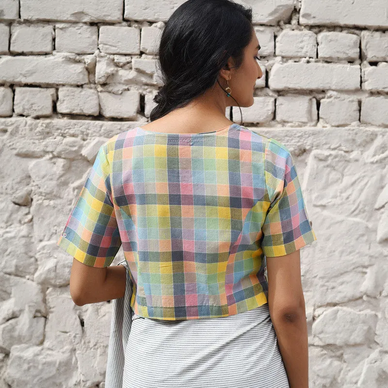 Cotton Checkered Blouse | Multicolor