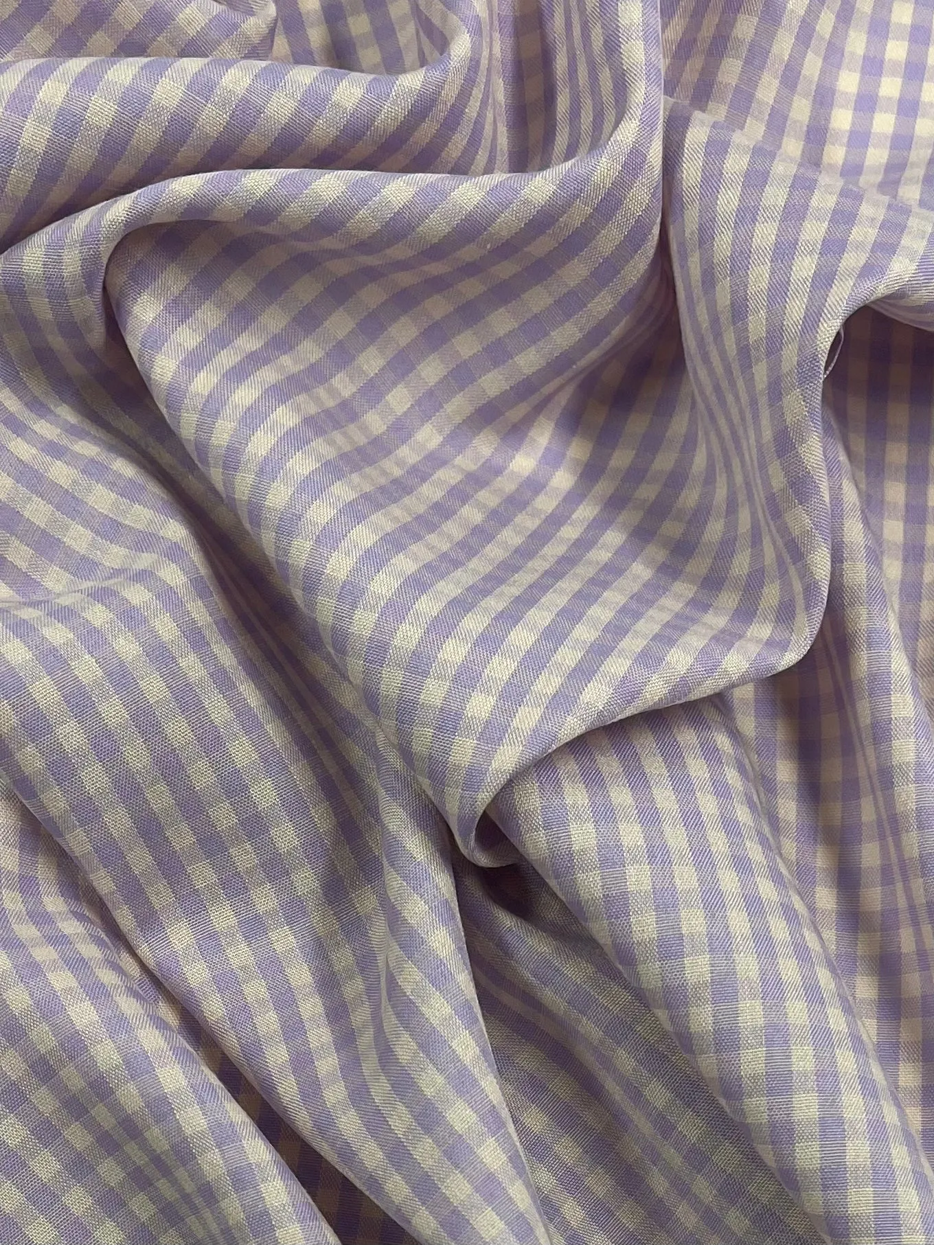 Cotton Poly - Mini Gingham Peach & Purple - 150cm