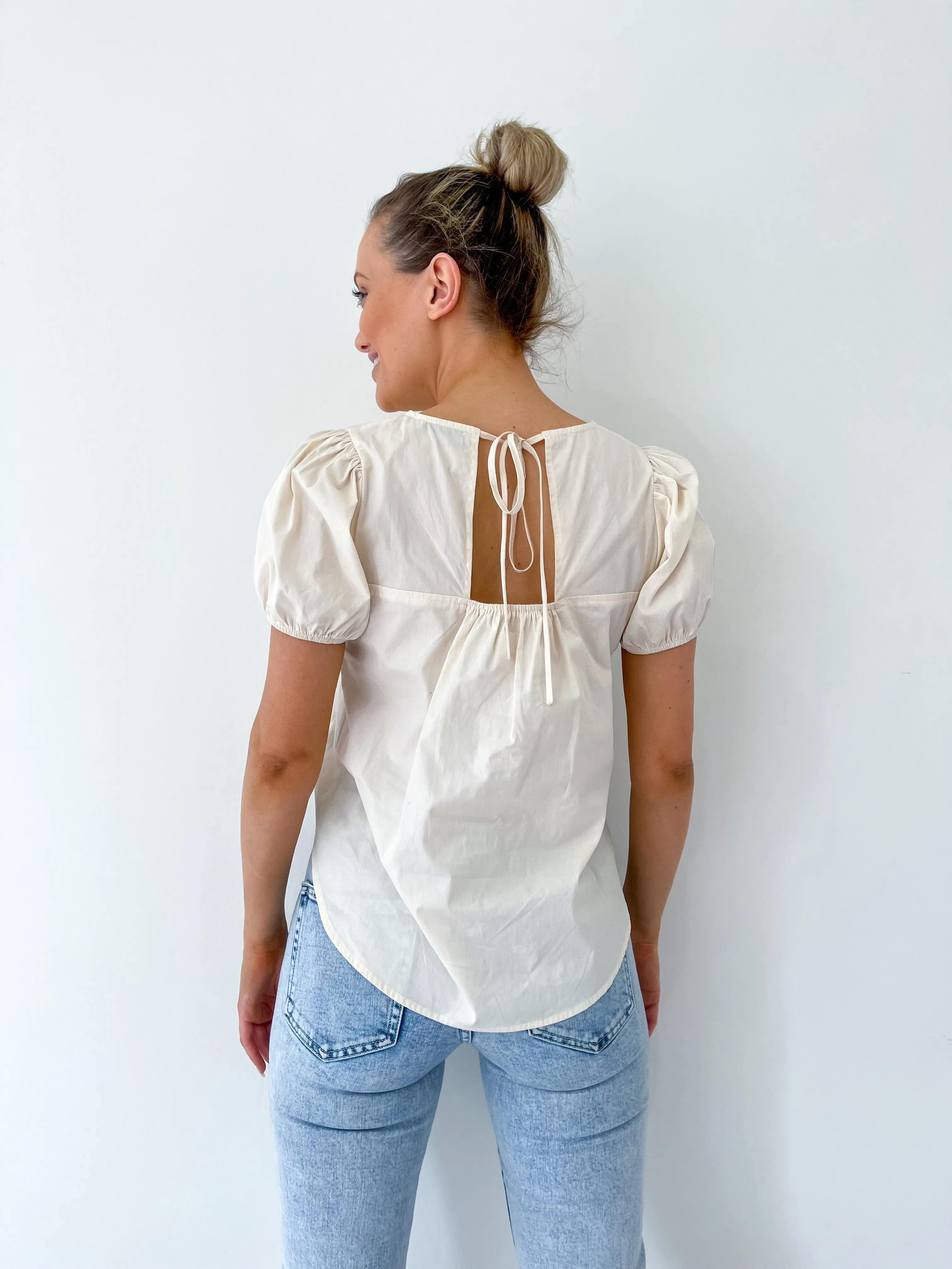 Cotton Puff Top - Cream