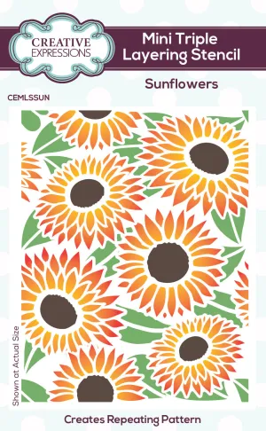 Creative Expressions Sunflowers Mini Triple Layering Stencil 4 in x 3 in Set of 3