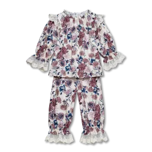 DANIELA - GIRLS PYJAMA SET IN PURPLE FLOWERS