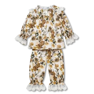 DANIELA - GIRLS PYJAMA SET IN YELLOW FLOWERS