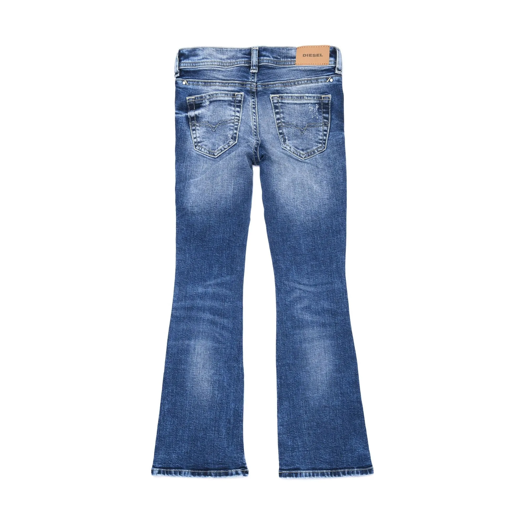 Diesel Girls Lowleeh Ripped Flared Jeans in Blue