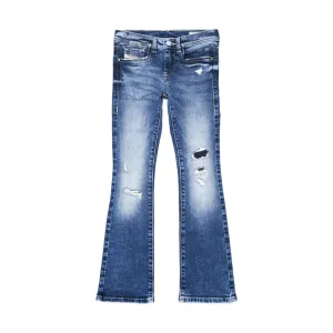 Diesel Girls Lowleeh Ripped Flared Jeans in Blue