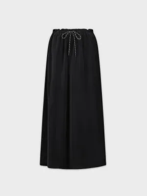 DRAWSTRING VELOUR SKIRT 35"-BLACK