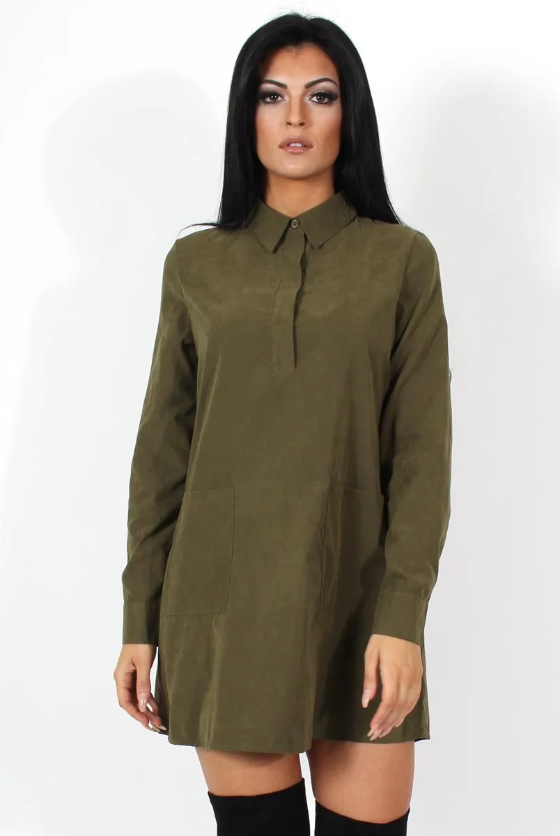 Elodie Khaki Shirt Dress