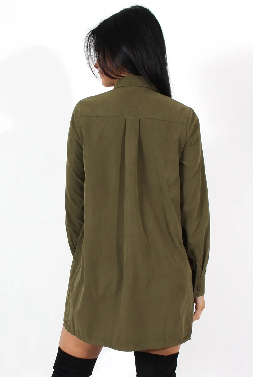 Elodie Khaki Shirt Dress