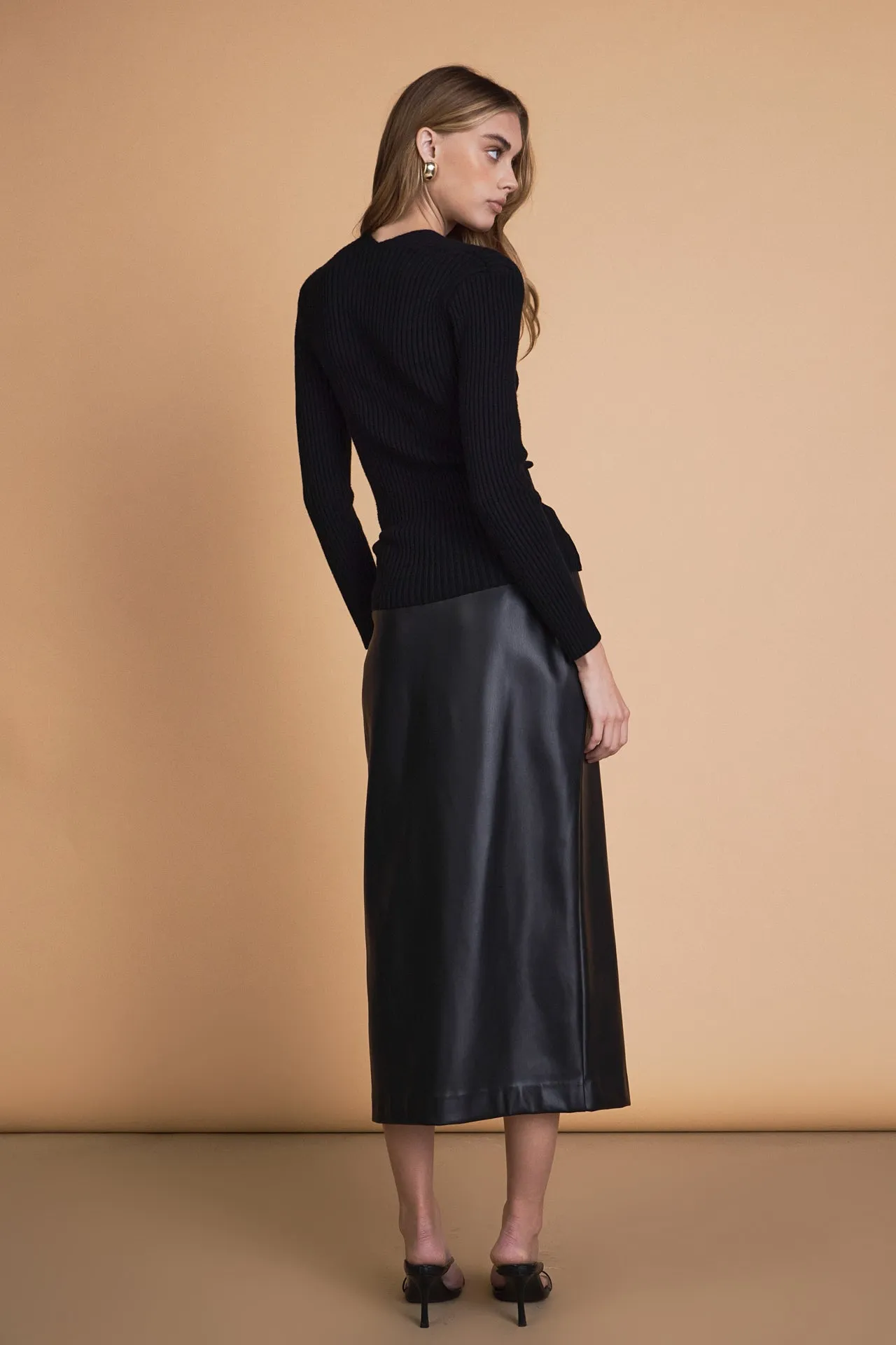 Endless Rose - Faux Leather Midi Skirt