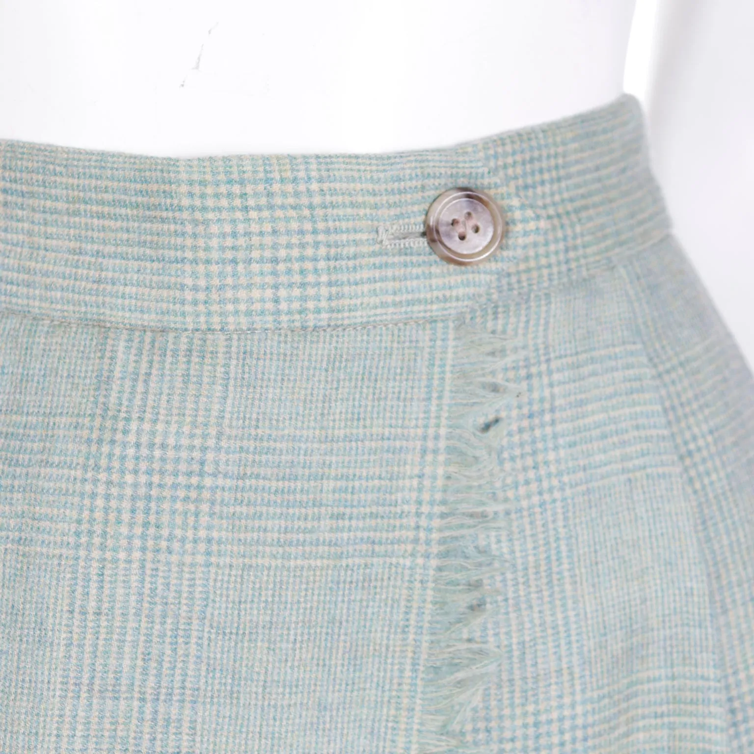 F/W 1991 Isaac Mizrahi Green Plaid Wrap Skort with Raw Edges