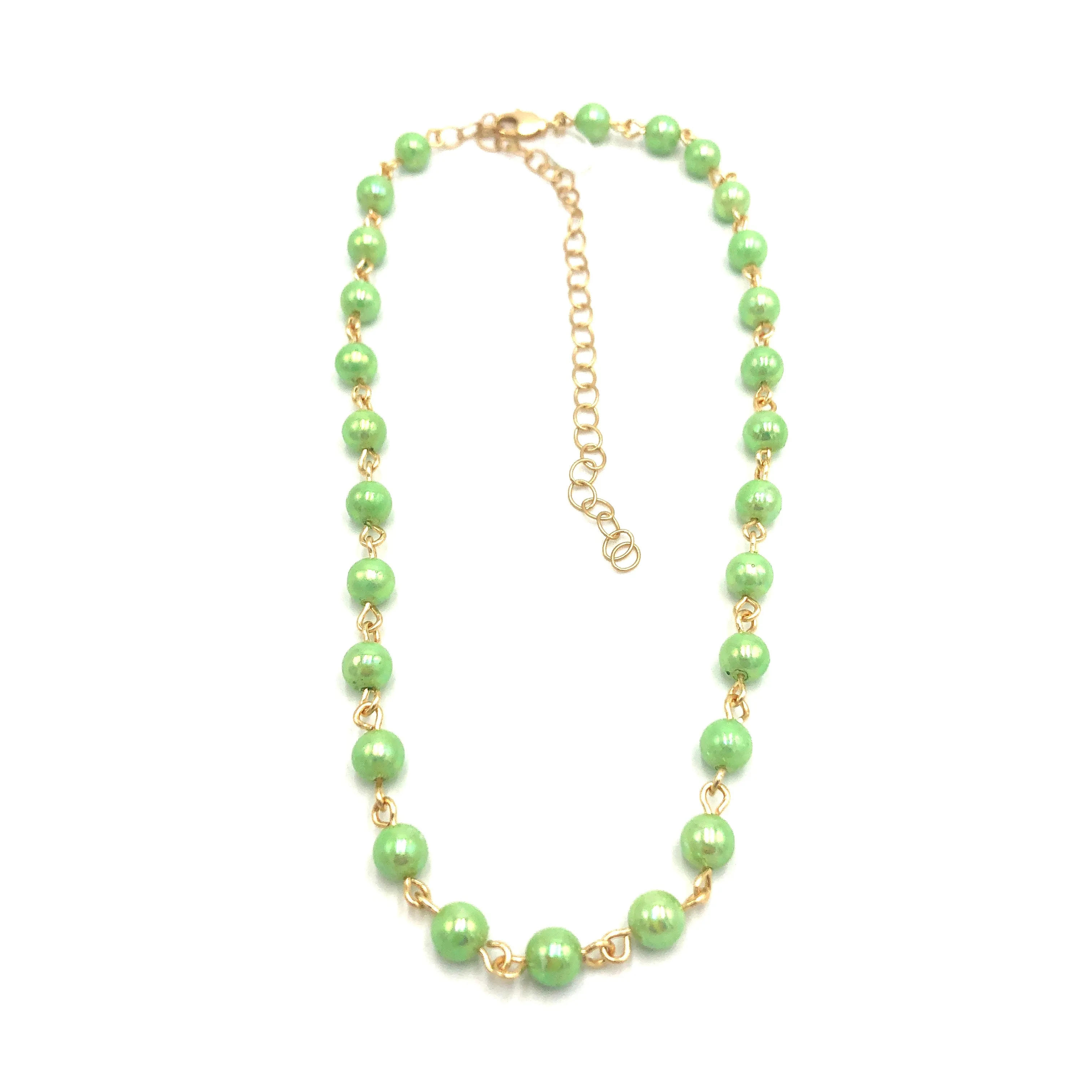 Green Luster Pearlized Amelia Necklace *