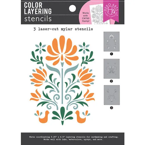 Hero Arts Colour Layering Stencil Set 5.25"X6.5" Folk Art