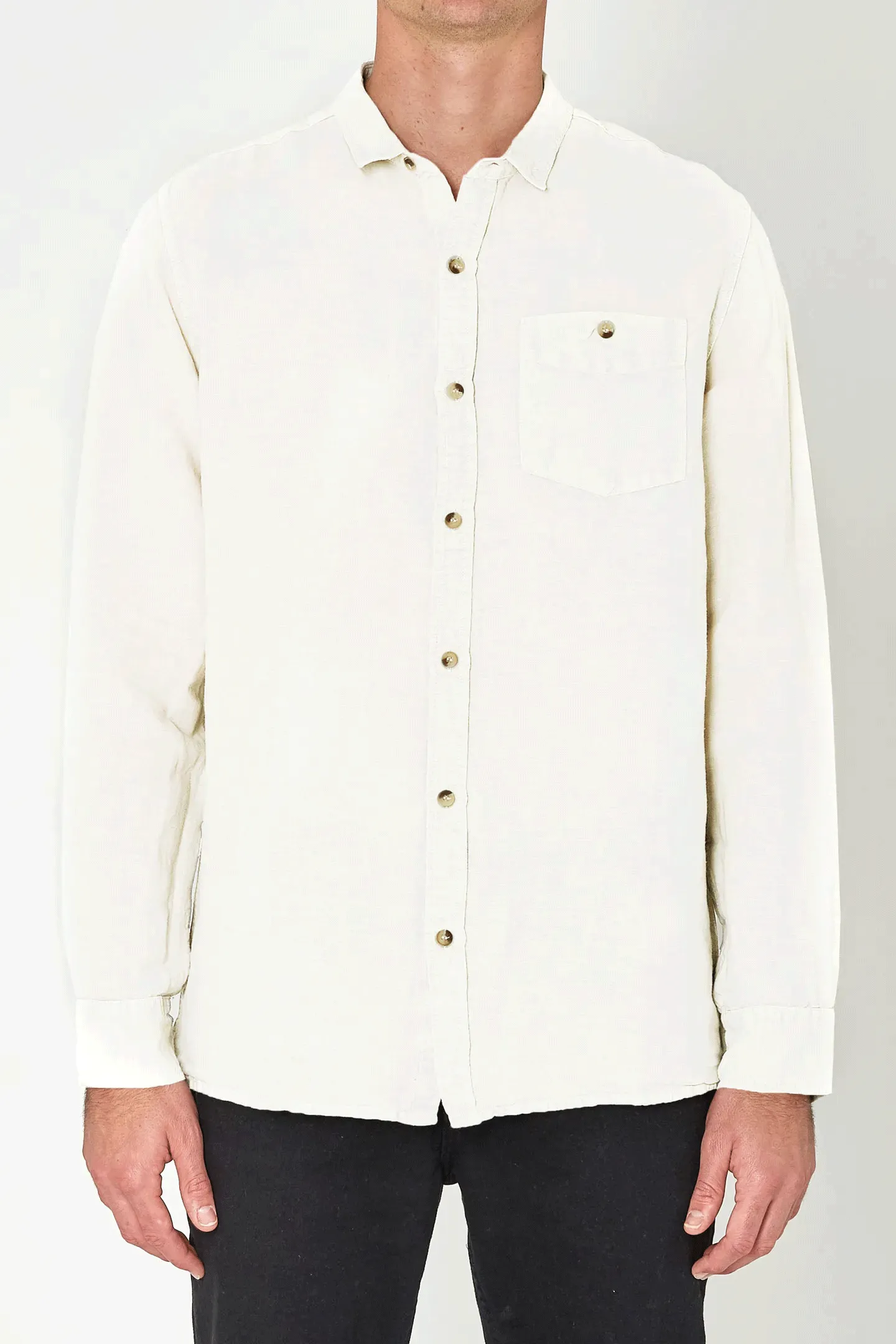 Men At Work LS Hemp Shirt - White