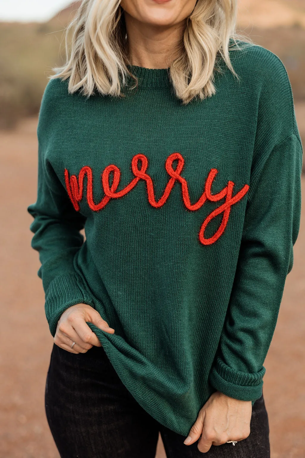 Merry Sweater-Hunter Green/Red