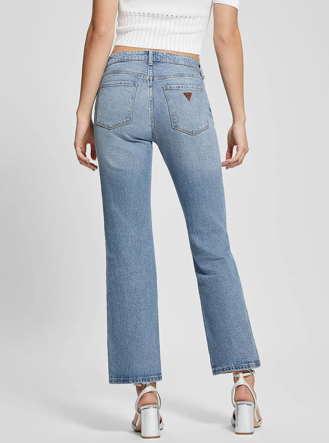 Mid-Rise Sexy Straight Leg Jeans in Light Wash