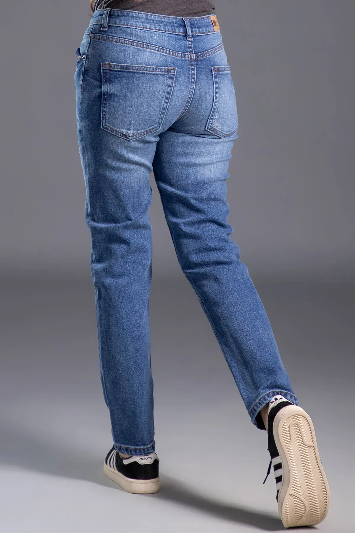 Mid Waist Slim-Fit Stretchable Jeans (Light Blue) ( MISTRESS )