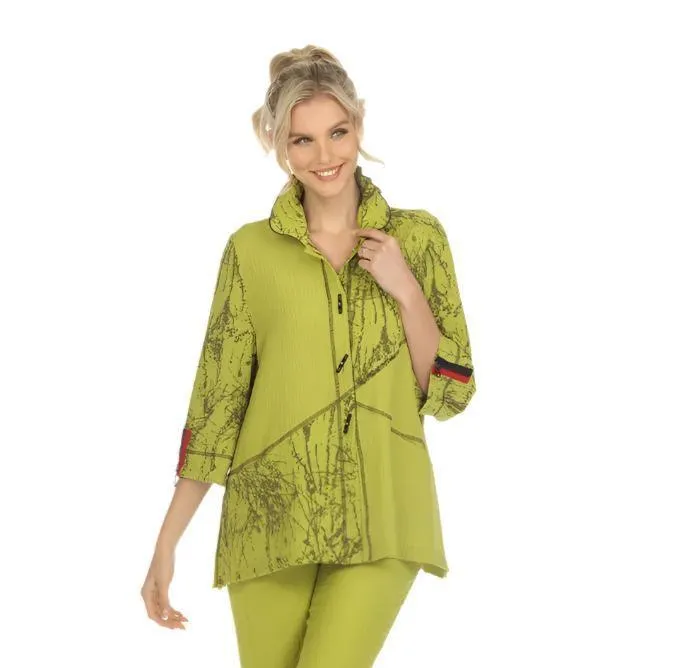 Moonlight Colorblock & Swirl Print Jacket in Lime - 3857-LM