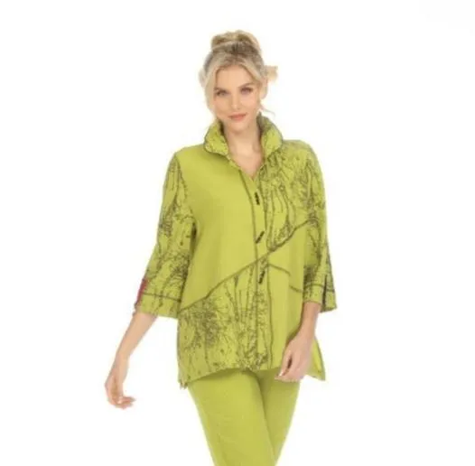 Moonlight Colorblock & Swirl Print Jacket in Lime - 3857-LM