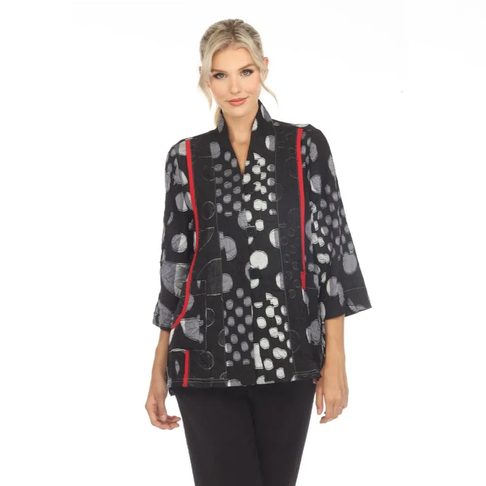 Moonlight Polka-Dot Blouse/Jacket in Silver, Grey, Red & Black -3786