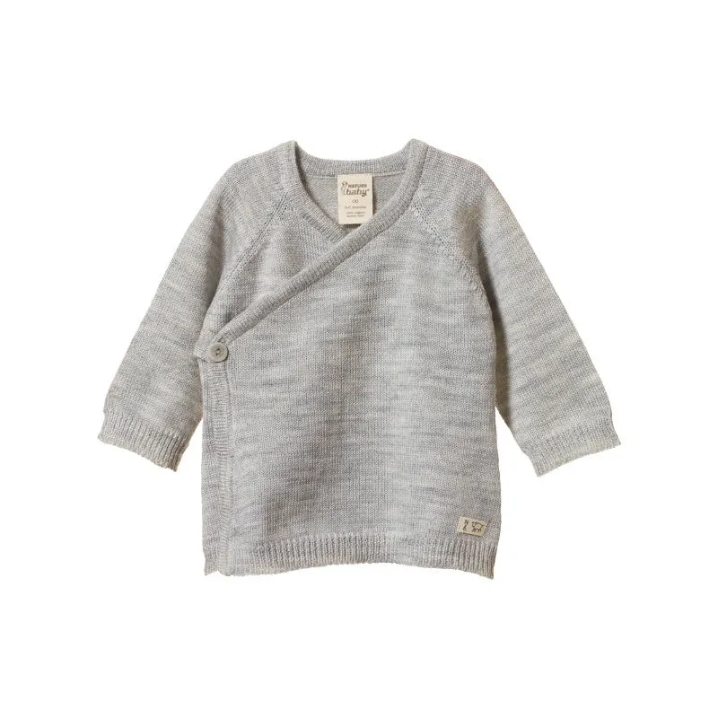 Nature Baby Merino Kimono Jacket- Light Grey Marle