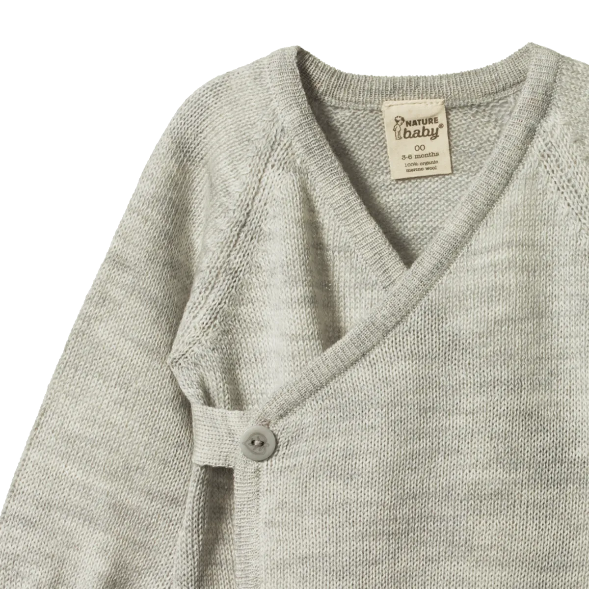 Nature Baby Merino Knit Kimono Jacket Light Grey Marle