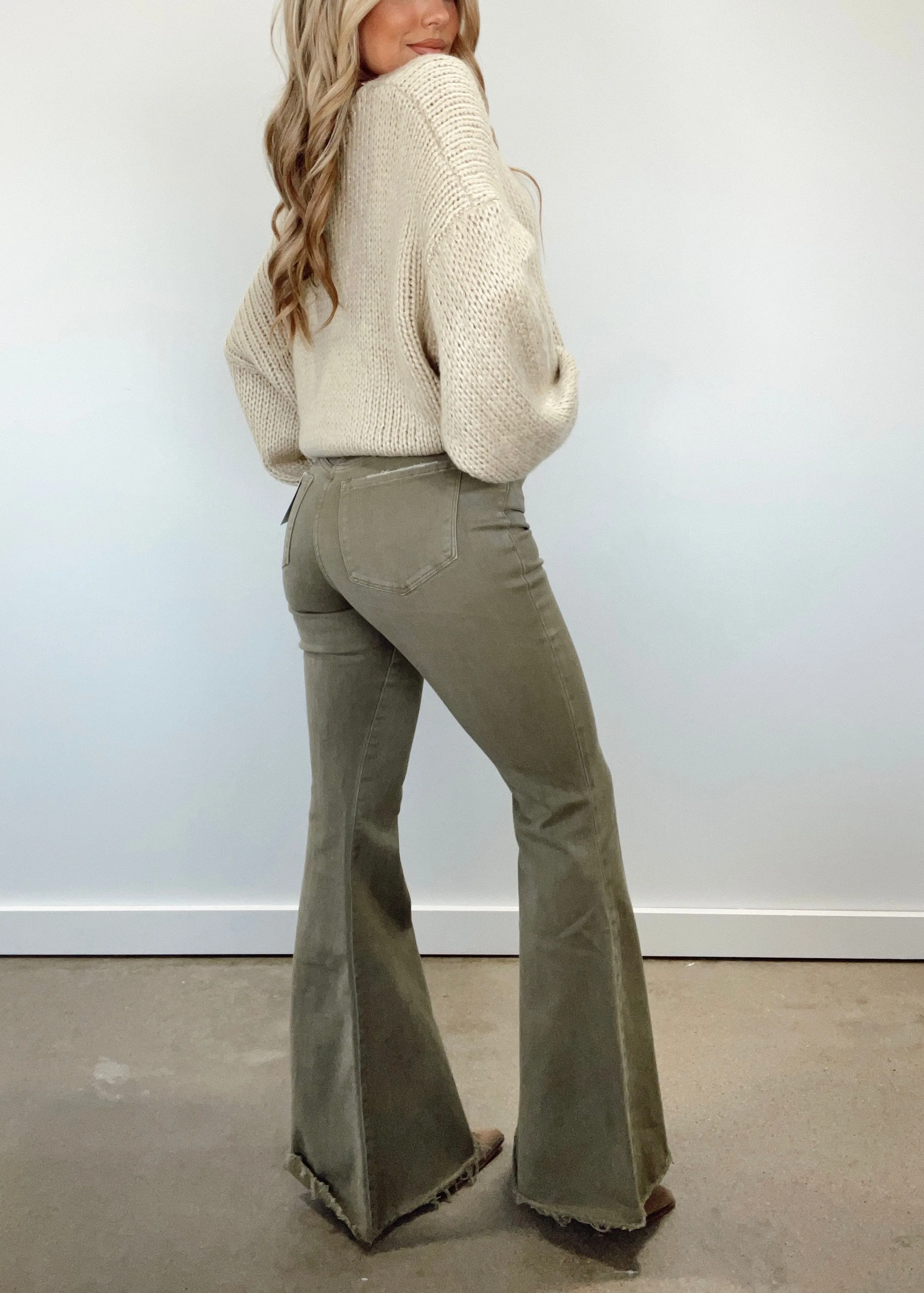 Olive Super Flare Jeans