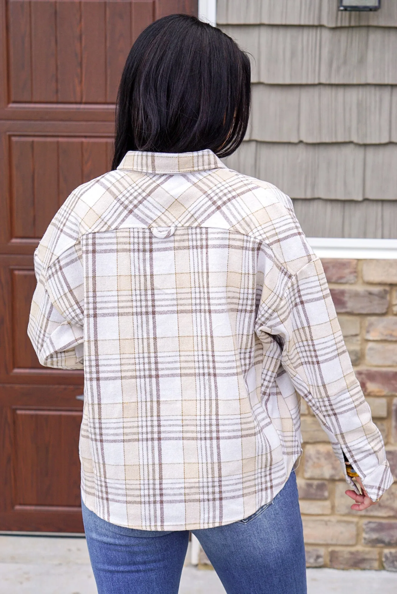 Plaid Ivory Flannel Top