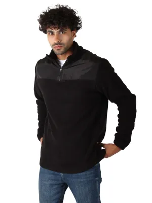 Polar Fleece Sweater Quarter Zip - Men - Black