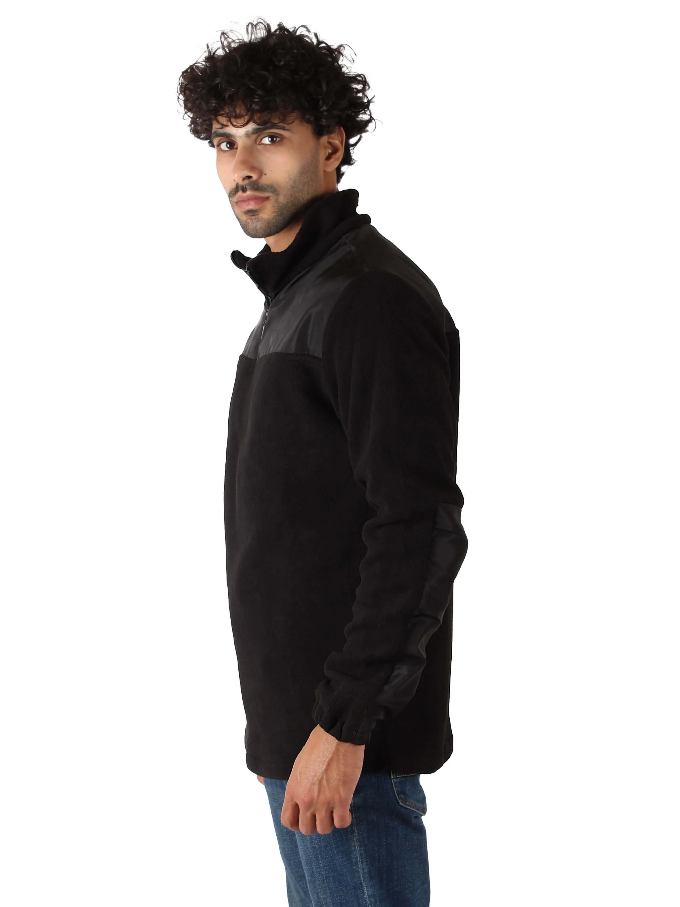 Polar Fleece Sweater Quarter Zip - Men - Black