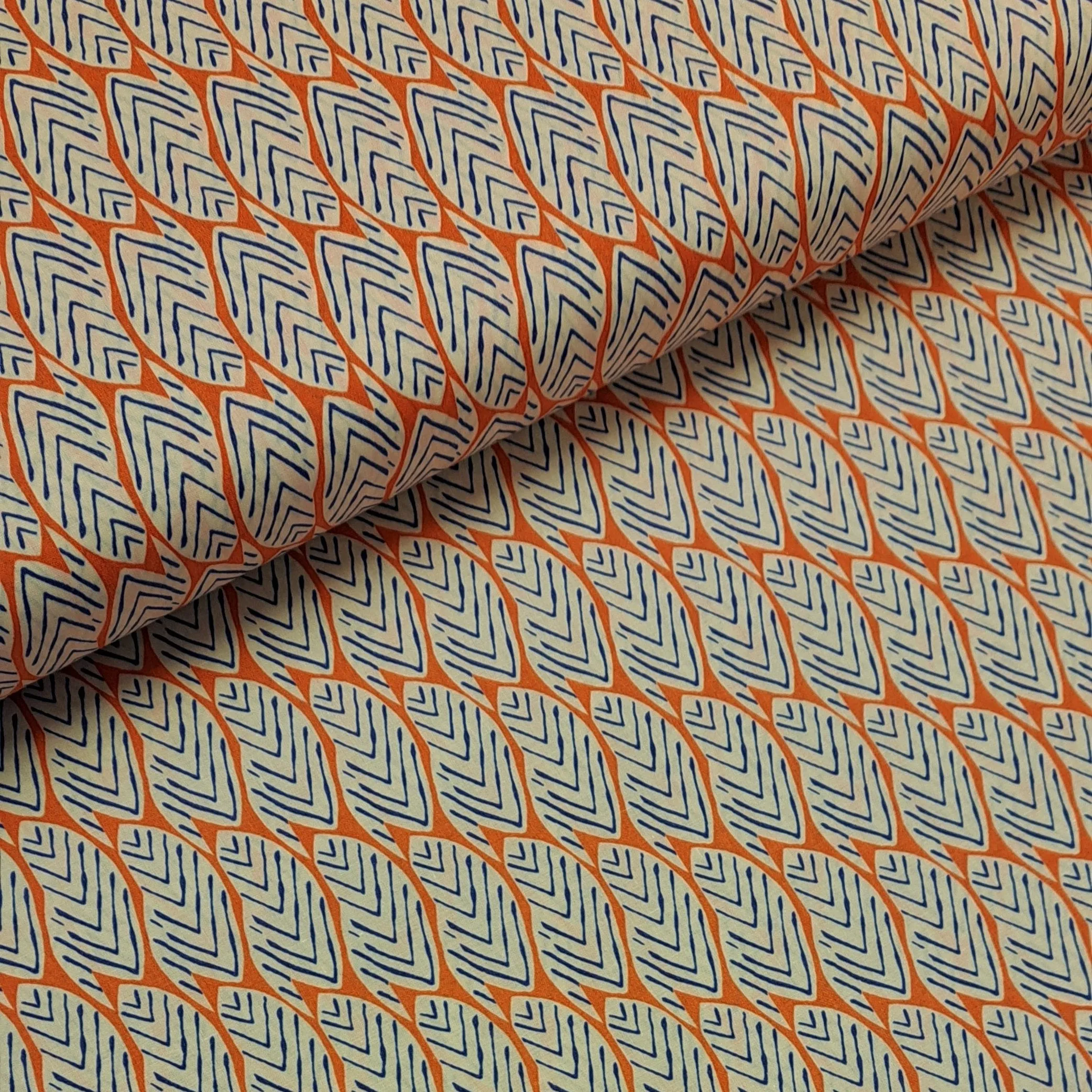 Printed Cotton Lawn - Orange Leaves