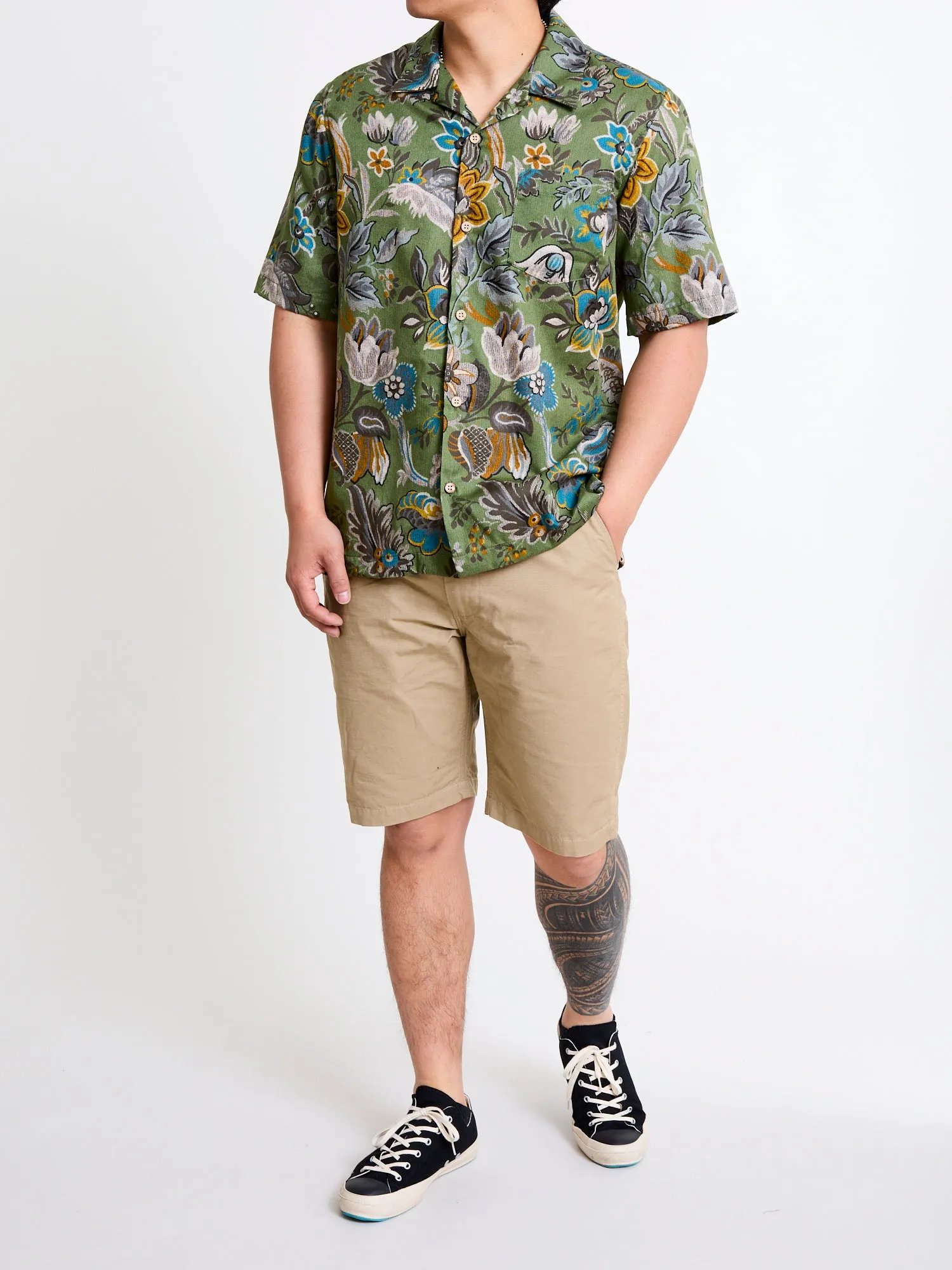 "Vintage Pique" Aloha Shirt in Green