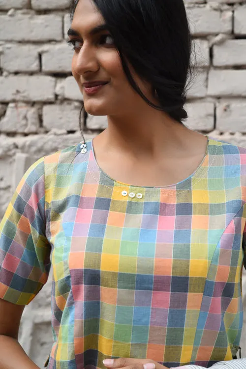 Rangsutra Rekha Multicolor Checkedred Blouse