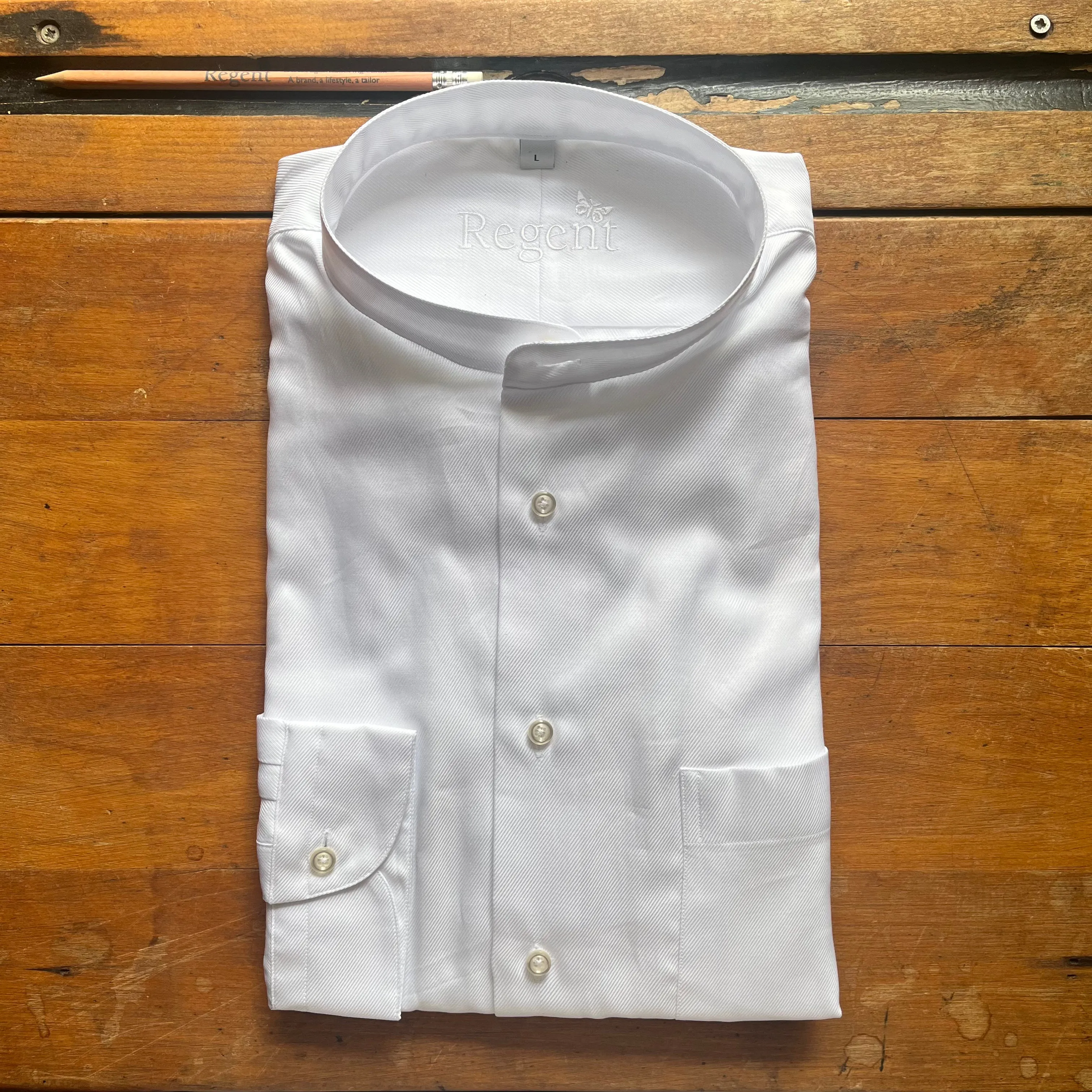 Regent - Pogo Shirt - White Grandad Collar