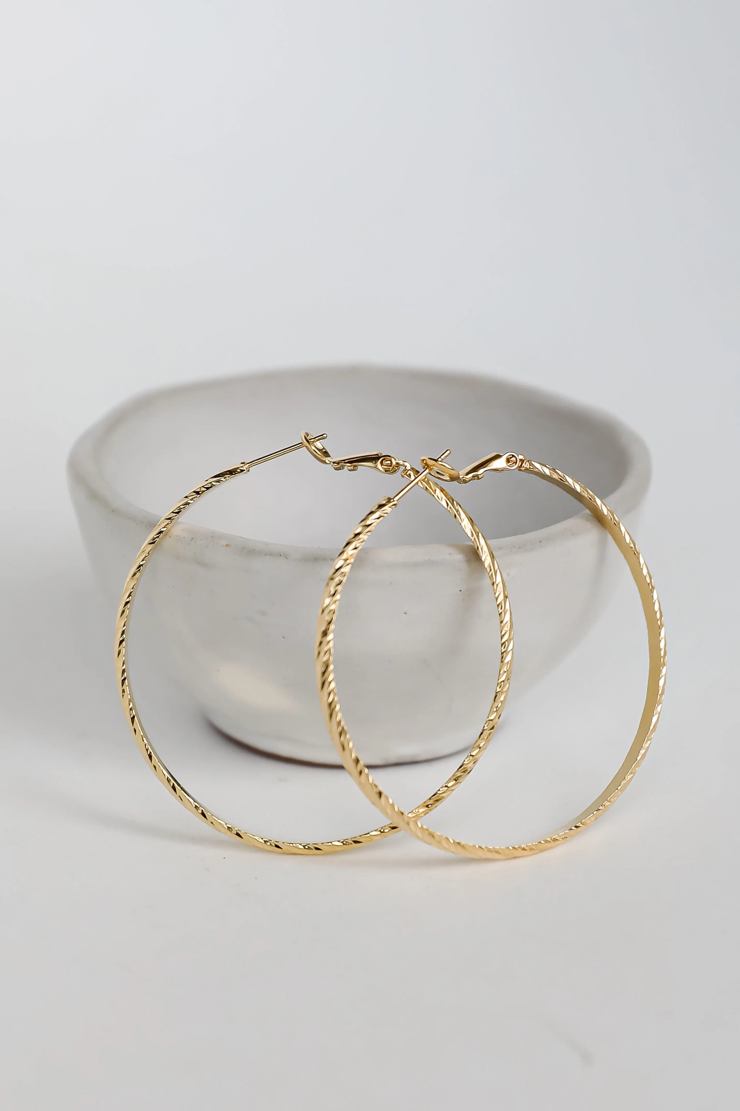 Sara Gold Textured Hoop Earrings