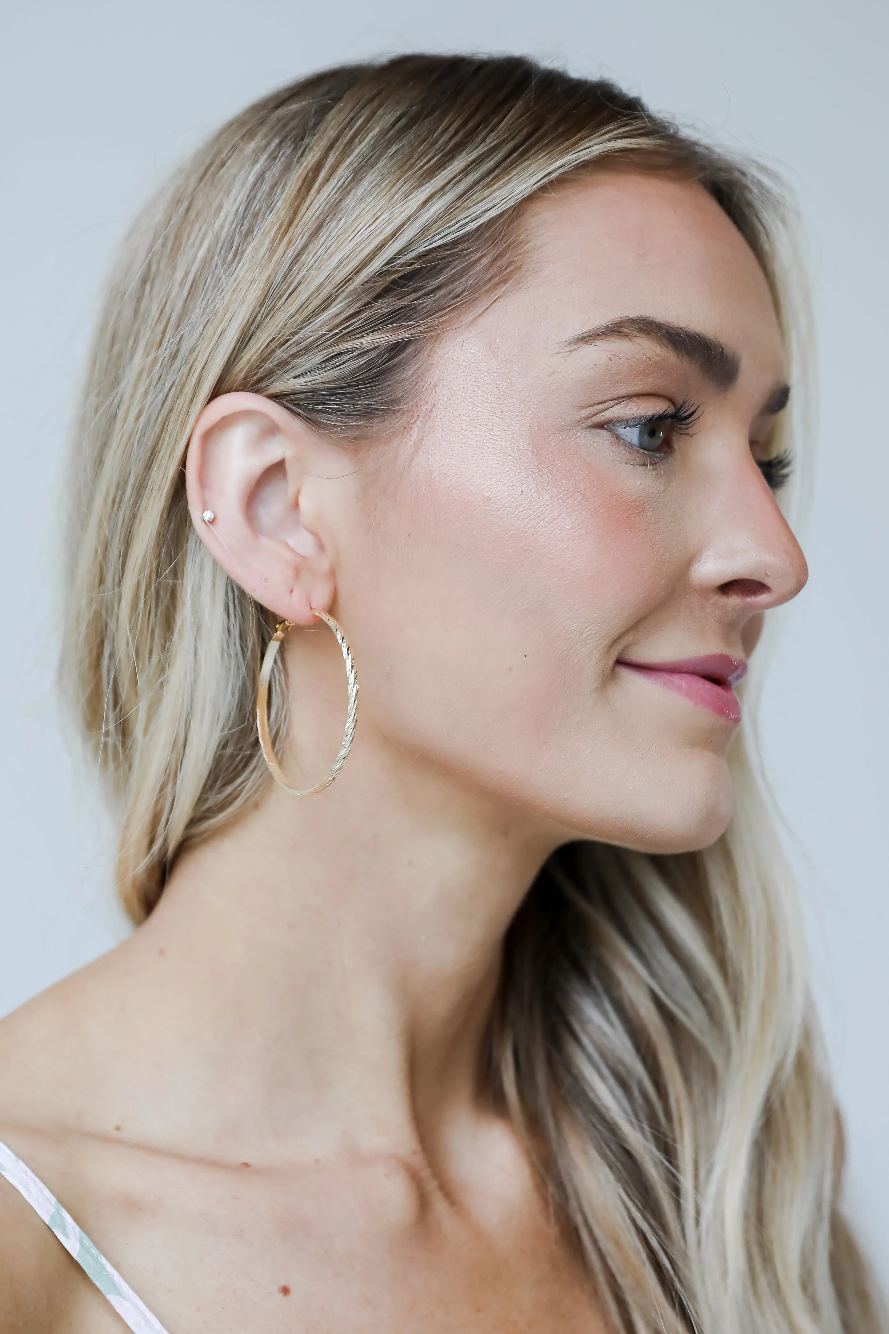 Sara Gold Textured Hoop Earrings