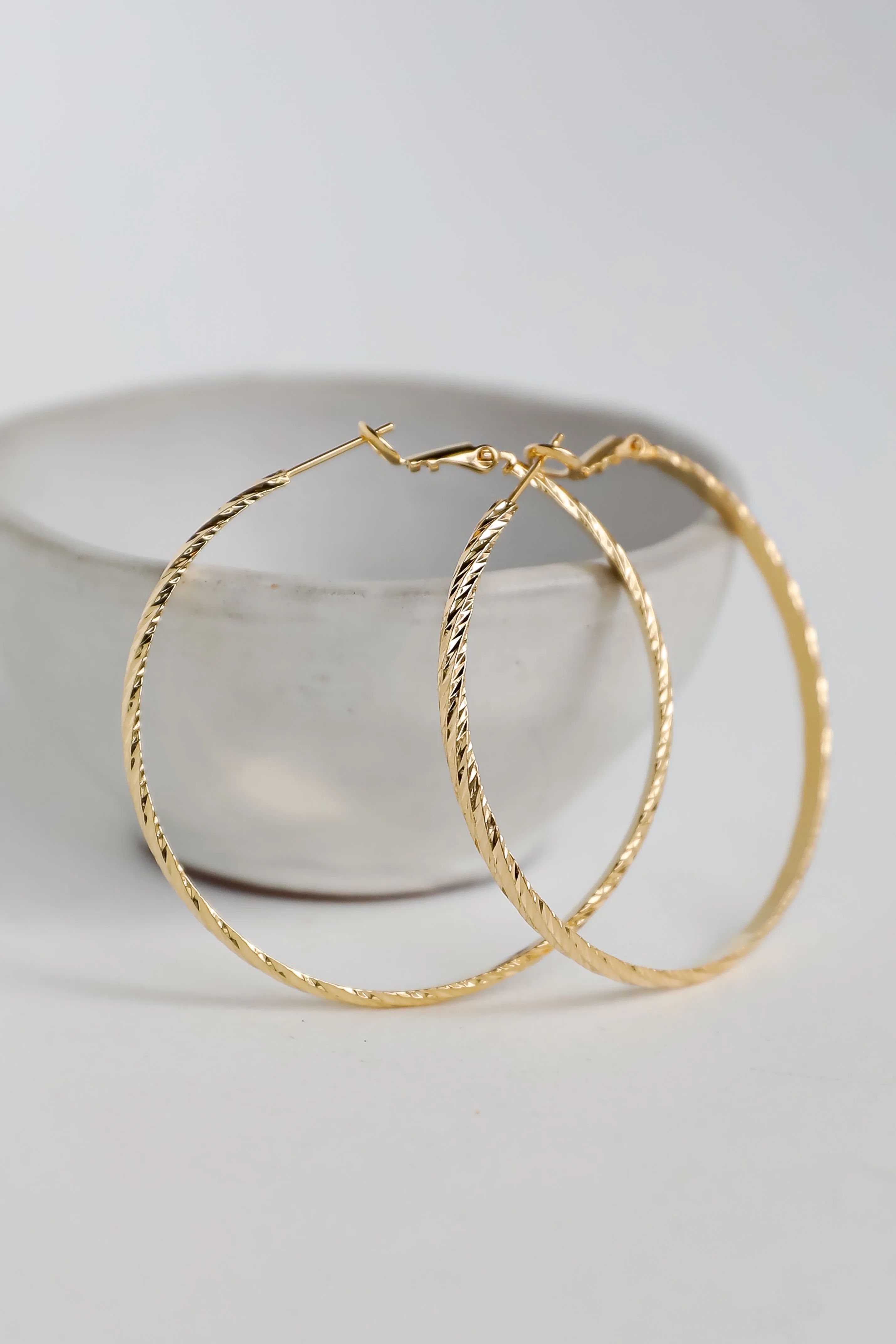 Sara Gold Textured Hoop Earrings