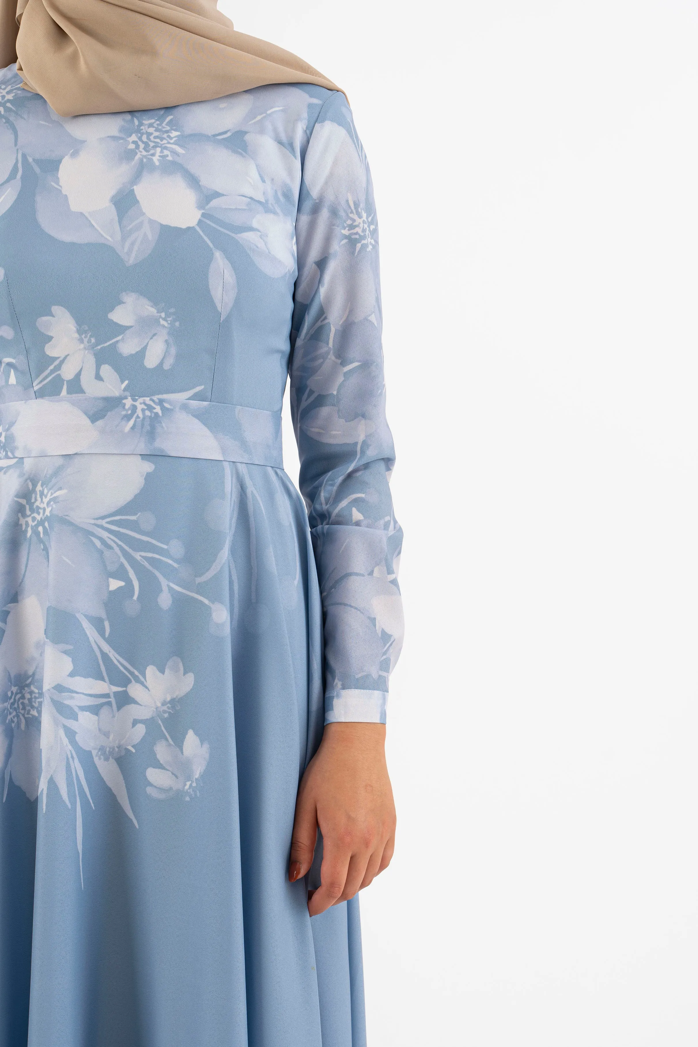 Sky blue floral long dress