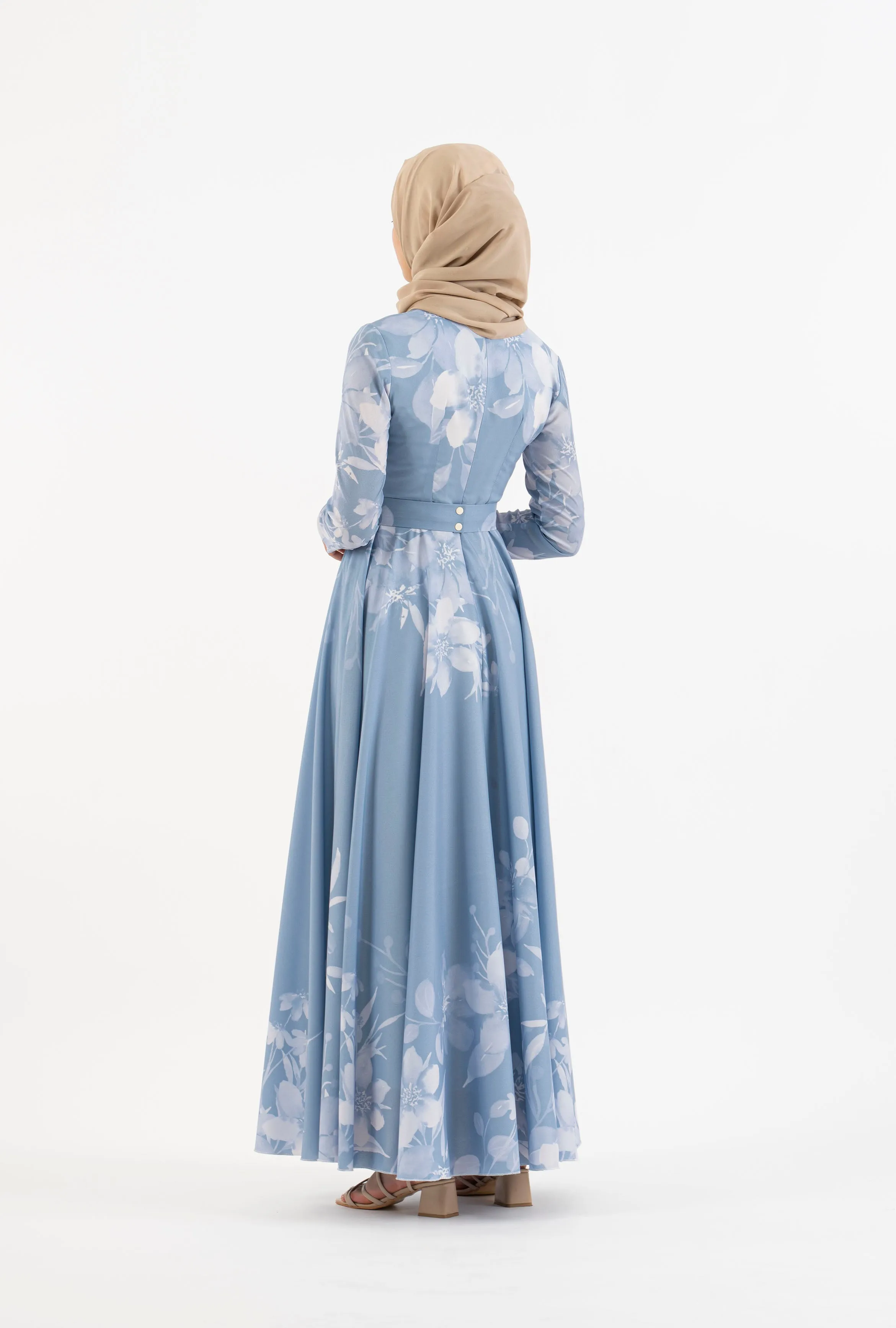 Sky blue floral long dress