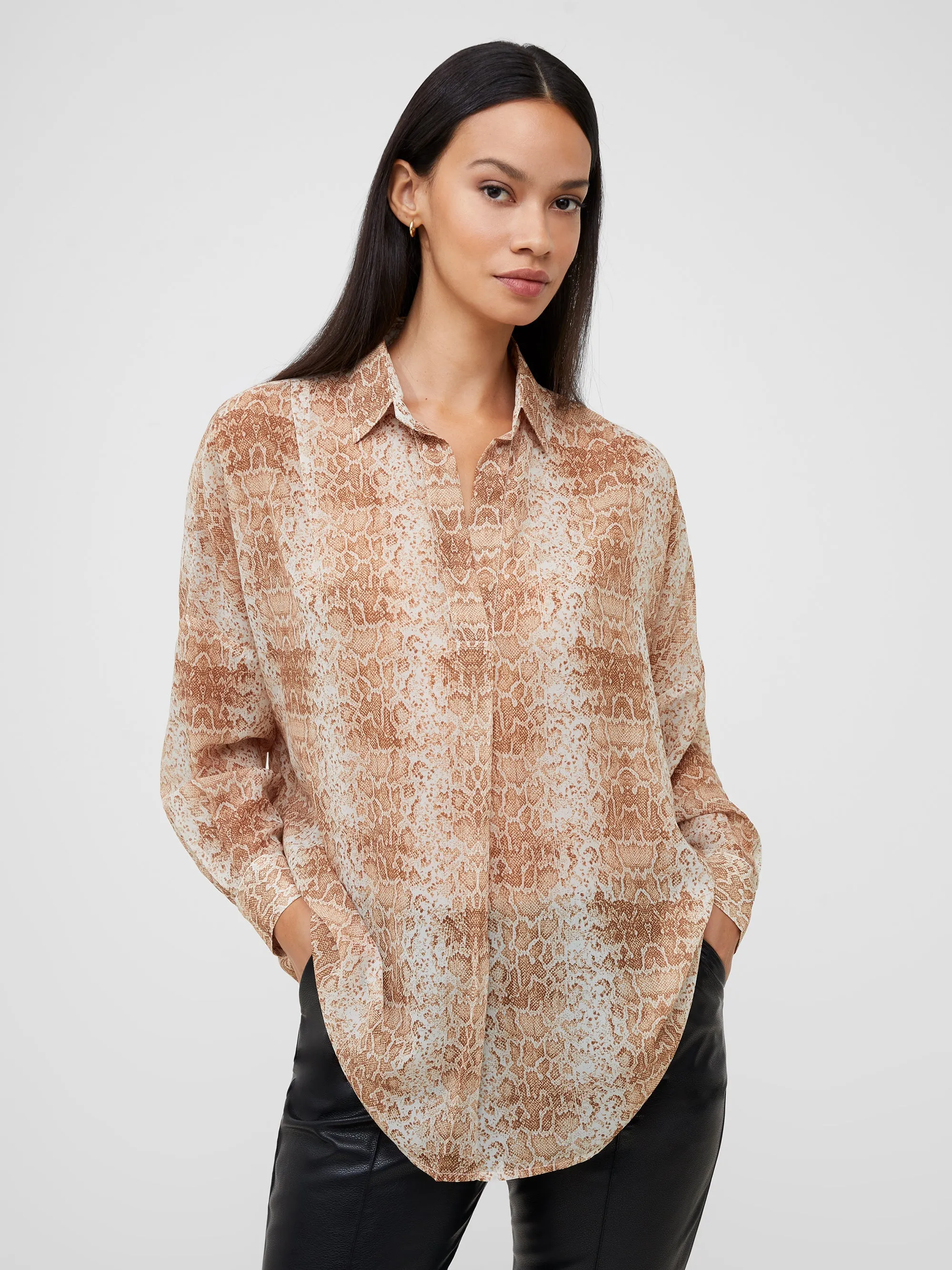 Snake Smooth Georgette Popover Shirt