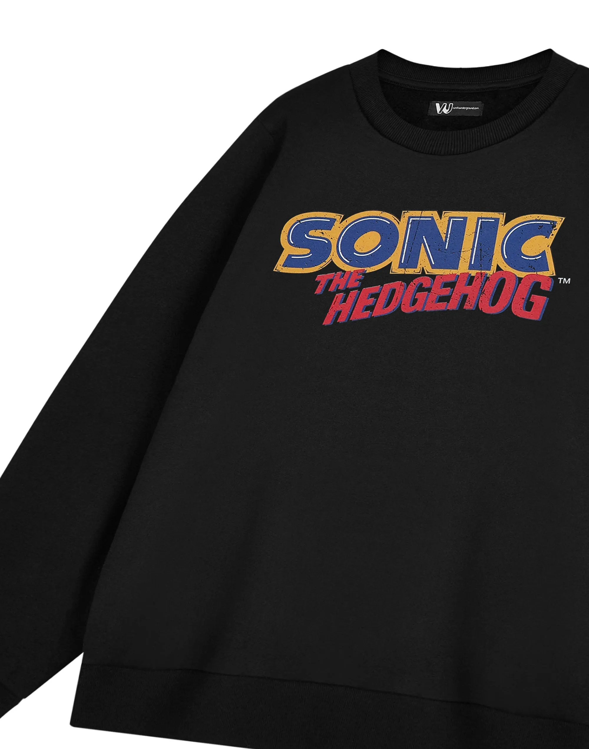 Sonic the Hedgehog Distressed Logo Mens Black Sweatshirt